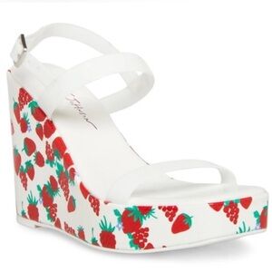 Betsey Johnson White and Red Strawberry Wedges